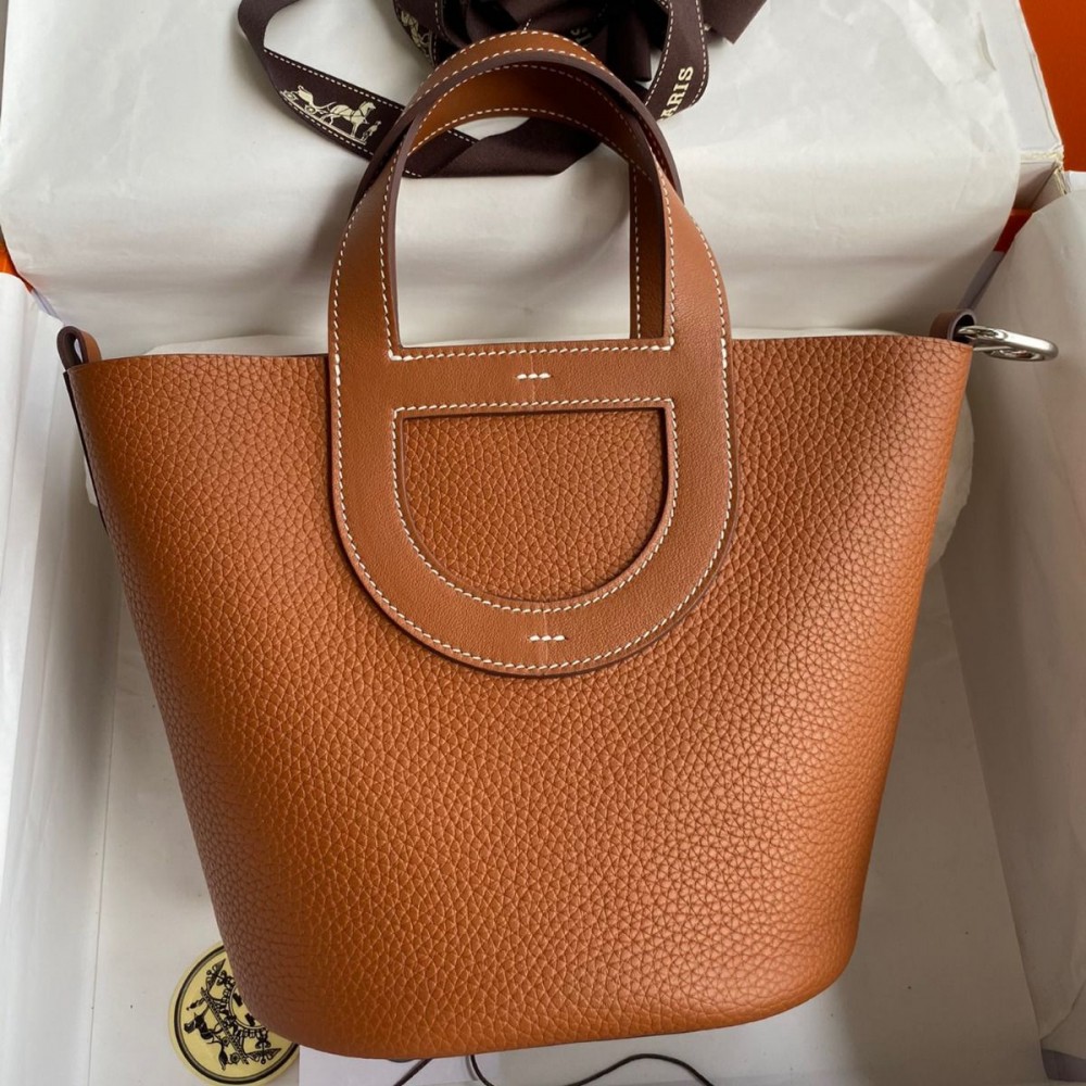High Quality Replica Hermes In The Loop 18 Handmade Bag in Gold Clemence Leather $ 389 USD